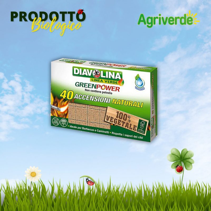 Diavolina Accendi fuoco vegetale GreenPower Camini stufe barbecue 40 pz