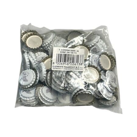 Tappi a corona 26 mm Bianchi con stampa 100 pz